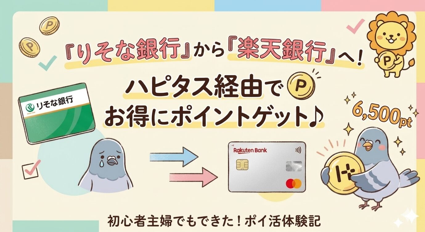 りそな銀行から楽天銀行へ、ハピタス経由でお得にポイントゲットした話のアイキャッチ画像
